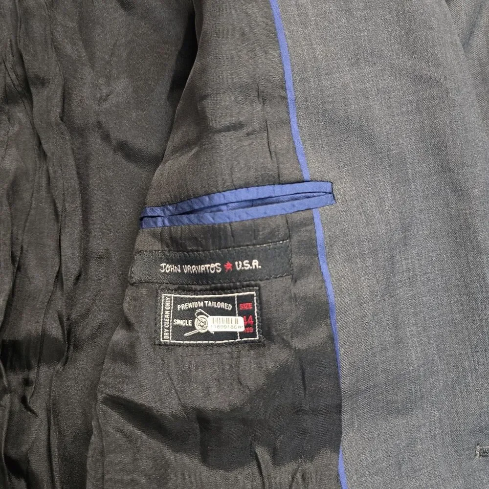 John Varvatos U.S.A. Blazer Mens 42R Grey Heathered 2-Button Sports Cost Jacket